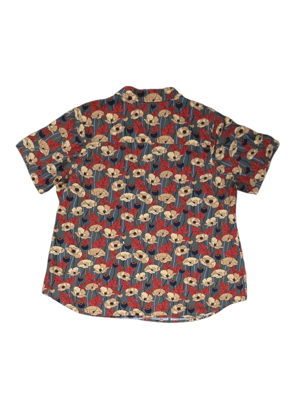 Wildfang Red and Cream Poppy Floral 'The Essential Button Up' Camp Shirt Plus 2X - Picture 5 of 5